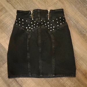Stockholm Atelier Denim Studded Skirt